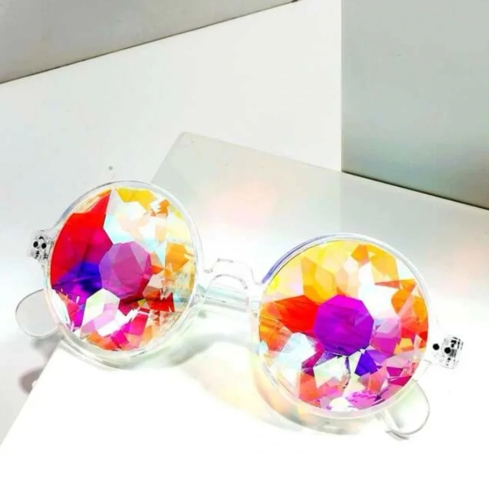Rainbow Crystal Kaleidoscope Refraction Glasses Spectacles Unisex